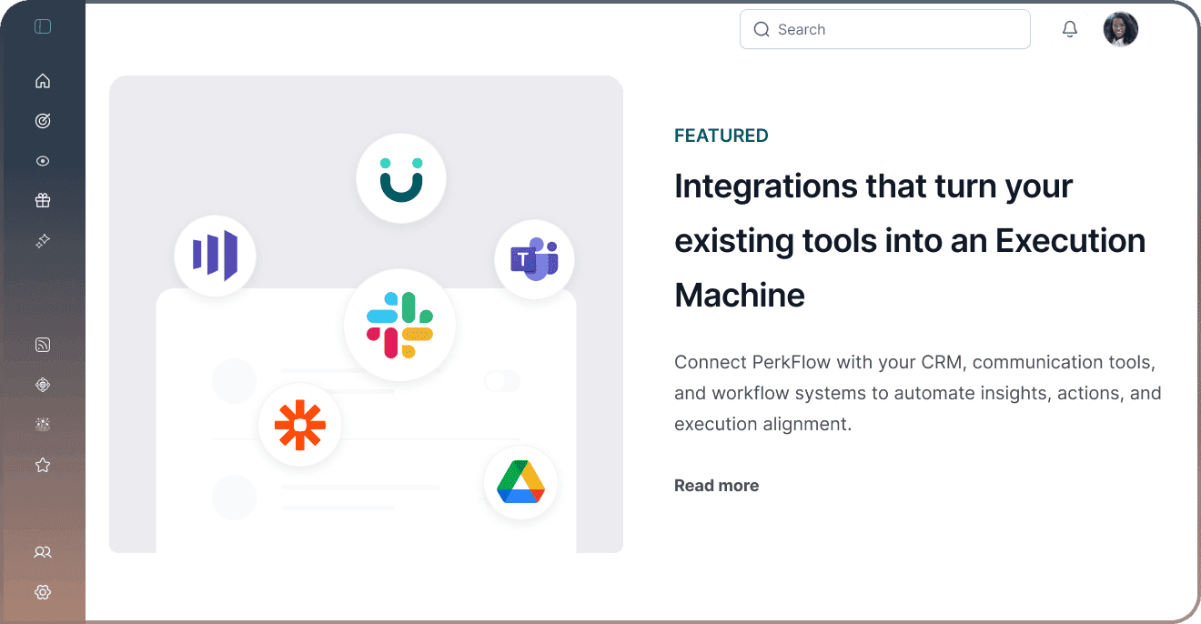 PerkFlow integrations dashboard